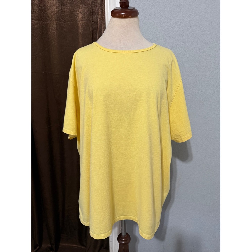 Just My Size JMS Yellow T-Shirt 26W/28W Relaxed Fit Short Sleeve Plus Minimalist